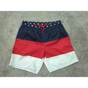 Dream Wave Swim‎ Shorts Mens L Blue Patriotic Mesh Lined UPF 50+ Beach NEW